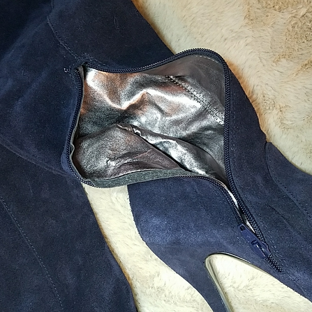 Primadonna Collection Platform Stiletto Thigh high OTK Boots Blue Suede ITALY - Picture 9 of 16